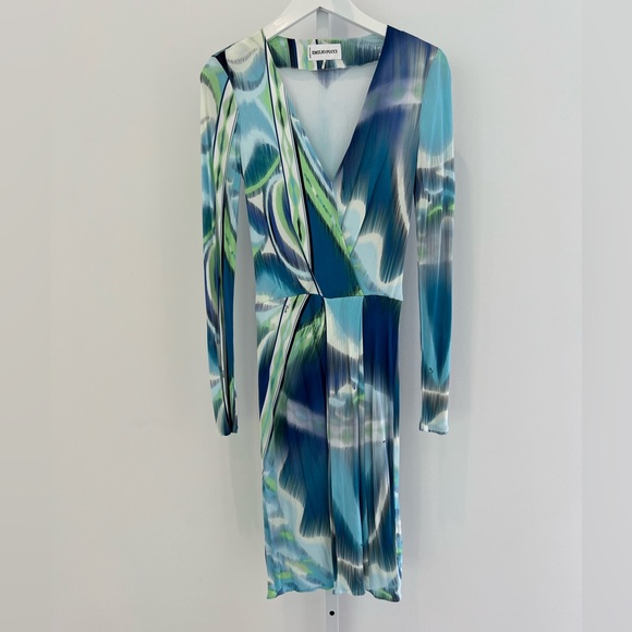 EMILIO PUCCI BLUE MULTI OCEAN PRINT DRESS MODEL 21RGO3 SIZE IT 40 / US 6 - Picture 3 of 16